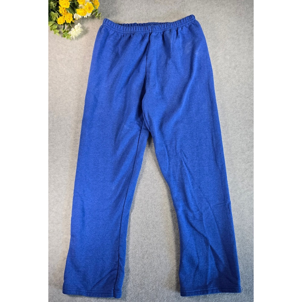 Vintage Y2K Hanes Mens LG Blue Fleece Sweatpants Elastic Waist Casual Loungewear